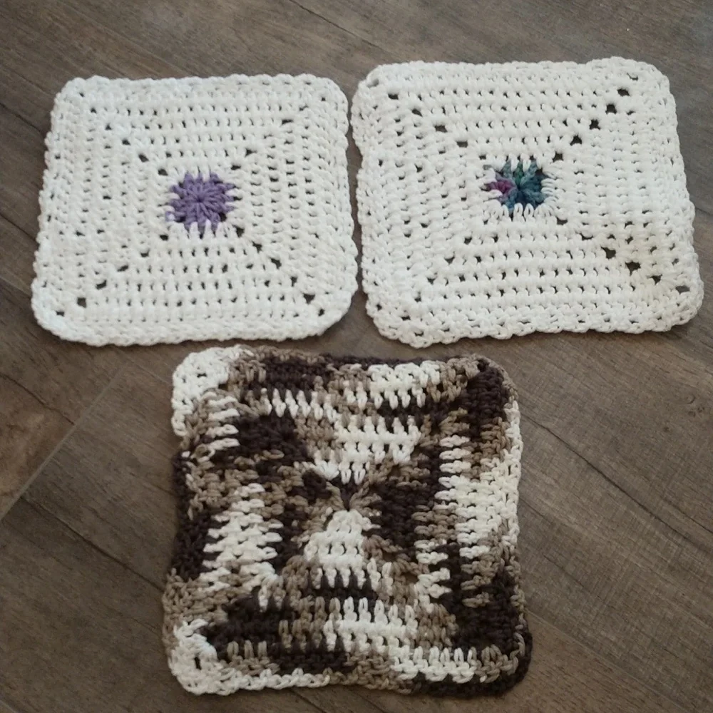 Homemade Crochet Dishcloths - Set‎ of 3